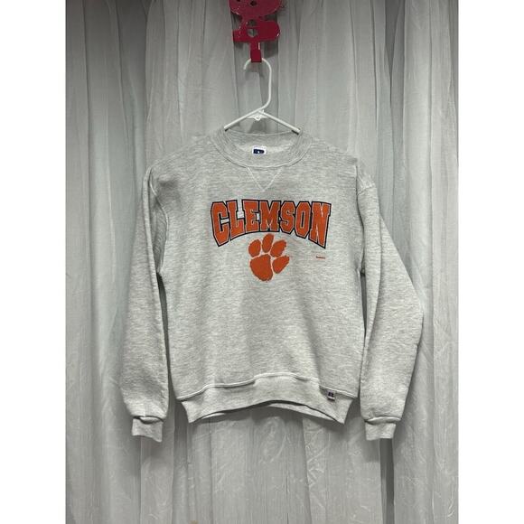 VTG 90s NCAA Clemson Tigers Clemson University Russell Crewneck Sweatshirt Y/MED - Picture 1 of 8